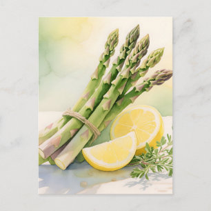 Carte Postale Asparagus Aquarelle au Citron