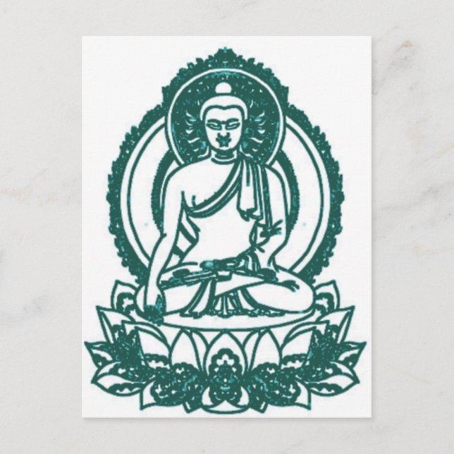CARTE POSTALE ASSIS À BUDDHA MÉDITER LA PAIX (Devant)