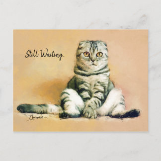 Carte Postale Assis de chat en attente | Je Vous Manque