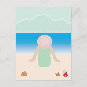 Carte Postale Assis sur le sable de la plage