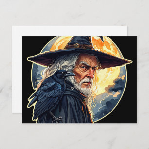 Carte Postale Assistant avec corbeau - Halloween Fun 2