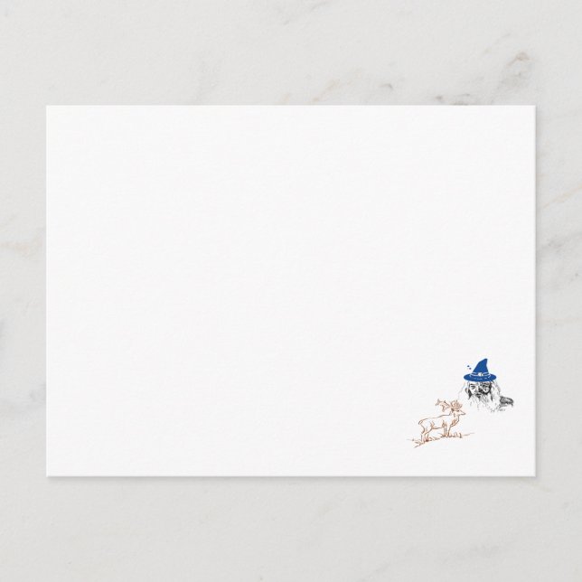 Carte Postale Assistant et cerf (Devant)