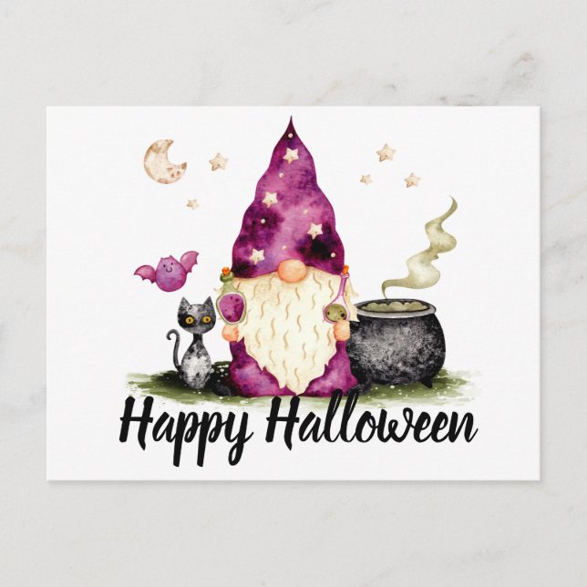 Carte Postale Assistant Gnome Halloween heureux (Devant)