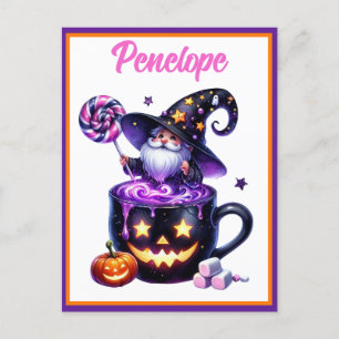 Carte Postale Assistant Halloween en Citrouille Mug Lollipop Mag
