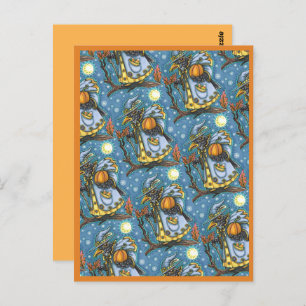 CARTE POSTALE ASSISTANT HALLOWEEN EVE BLACKBIRD, HALLOWEEN RAVEN