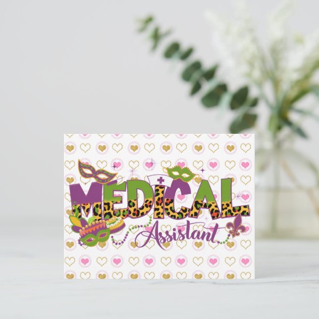 Carte Postale Assistant Médicale - Mardi Gras (Debout devant)