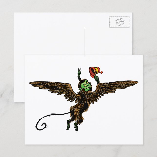 Carte Postale Assistant vintage d'Oz, Singe volant maléfique (Devant / Derrière)