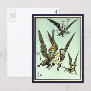 Carte Postale Assistant vintage d'Oz, singes volants avec Doroth