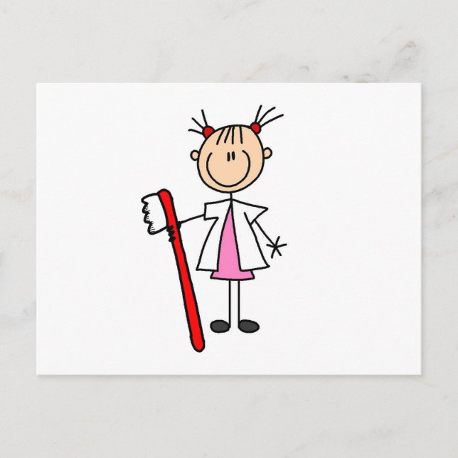 Carte Postale Assistante Dentaire Avec Brosse à Dents (Devant)