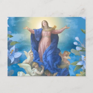 Carte Postale Assomption religieuse de Marie Anges Bleu Floral P