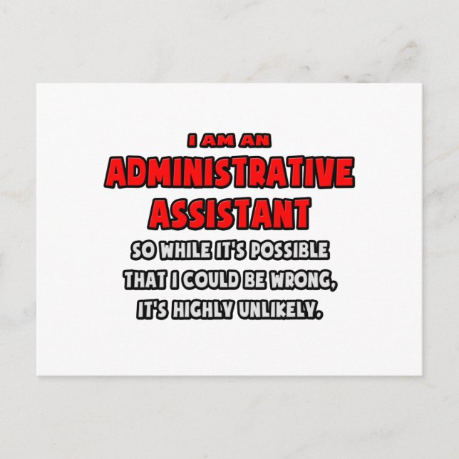 Carte Postale Asst administratif amusant .. Très improbable (Devant)