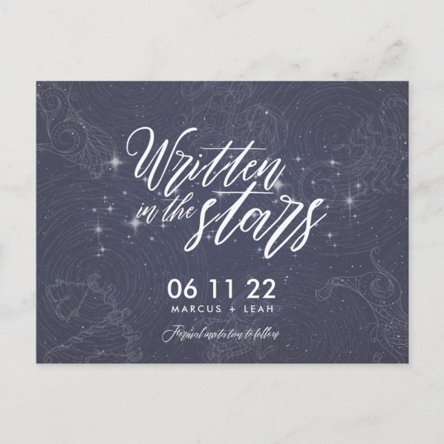 Carte Postale Astrological Written in the Stars Save the Date (Devant)