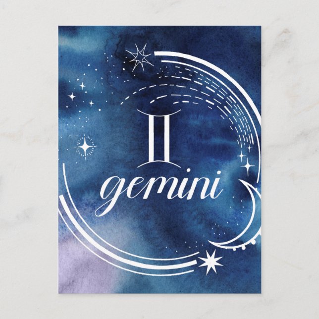 Carte Postale Astrologie aquarelle - Gemini (Devant)