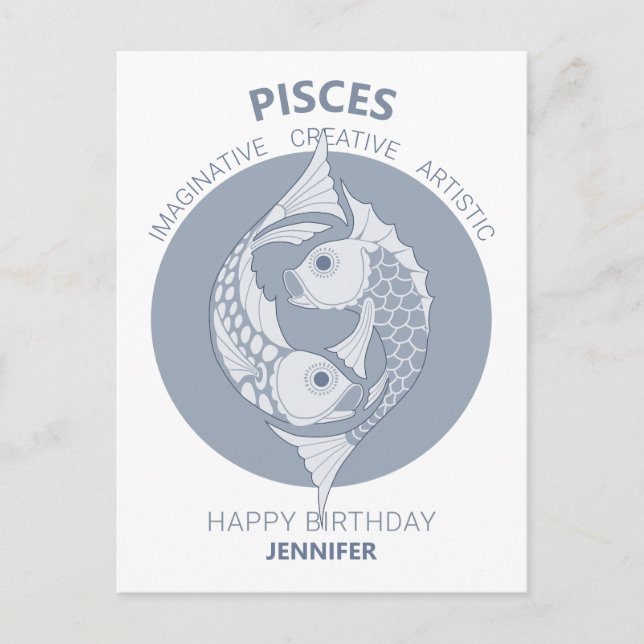 Carte Postale Astrologie Pisces Art Nouveau CC0026 Joyeux annive (Devant)