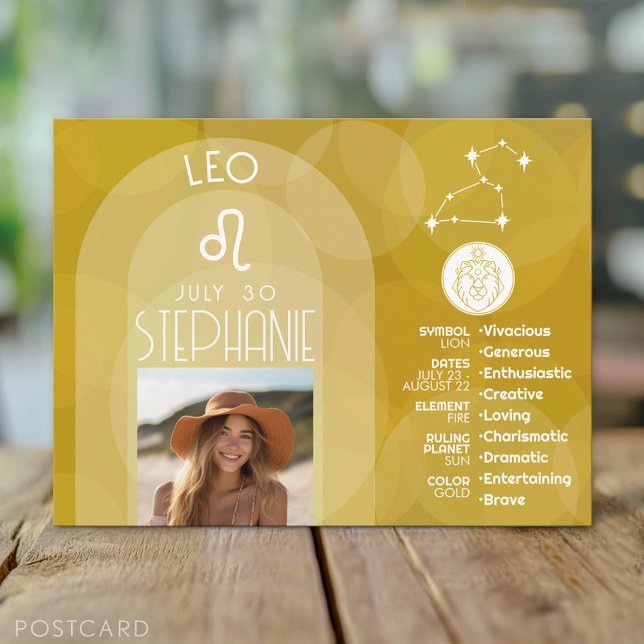 Carte Postale Astrologie Signe du zodiaque Lion Photo personnali (Custom Postcard)