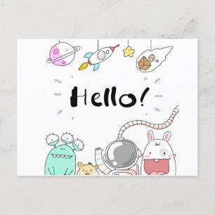 Carte Postale Astronaut Cosmonaut rocket/raket Postcard