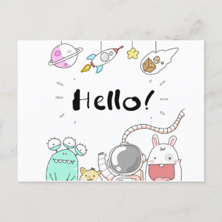 Carte Postale Astronaut Cosmonaut rocket/raket Postcard