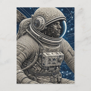 Carte Postale Astronaute d'art IA dans l'espace