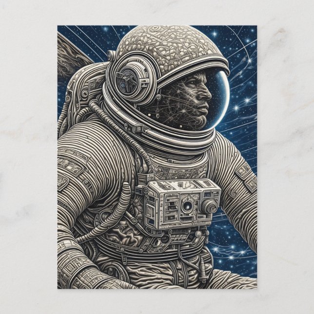 Carte Postale Astronaute d'art IA dans l'espace (Devant)
