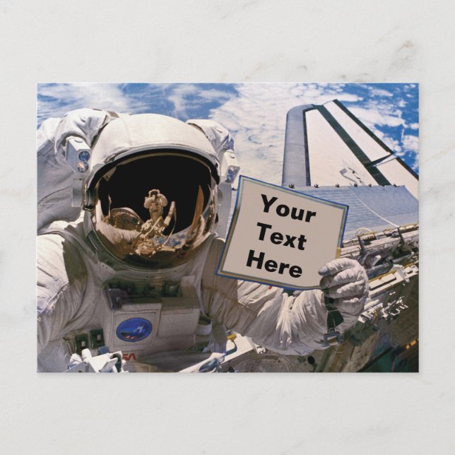 Carte Postale Astronaute de la NASA tenant un panneau - Ajouter  (Devant)