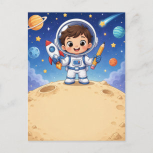 Carte Postale Astronaute enfant prêt à explorer le cahier scolai