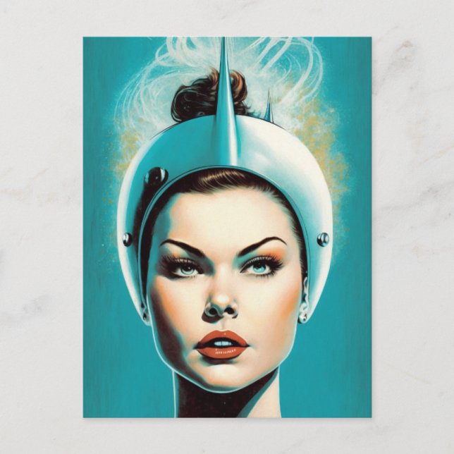 Carte Postale Astronaute Féminine Vintage  (Devant)