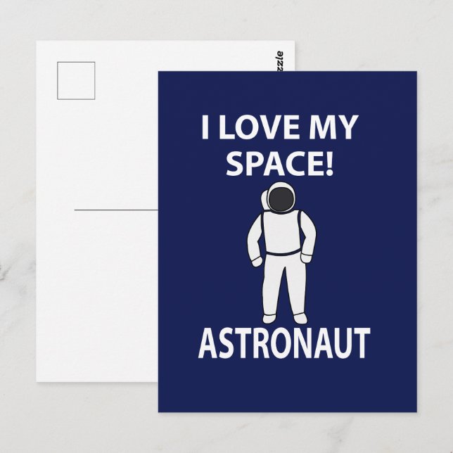 Carte Postale Astronaute j'aime mon espace  (Devant / Derrière)