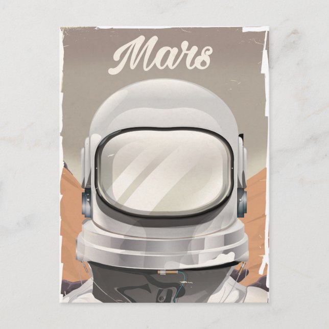 Carte Postale Astronaute vintage de Mars (Devant)