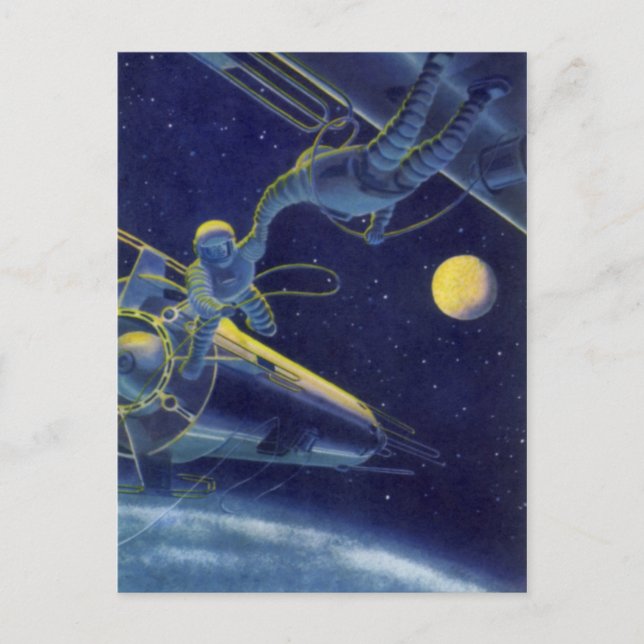 Carte Postale Astronautes de la science-fiction vintage dans l'e (Devant)