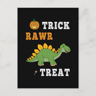 Carte Postale Astuce Rawr Friandise Mignon Halloween Stégosaure 