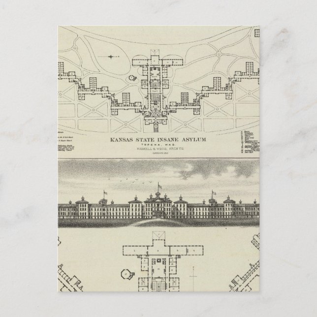 Carte Postale Asylums, fou de l'État du Kansas (Devant)