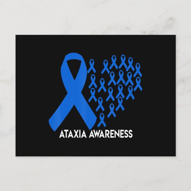 Carte Postale Ataxia Sensibilisation ruban bleu Cadeau T-shirt31 (Devant)