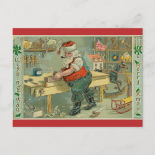 Carte Postale Atelier vintage Père Noël