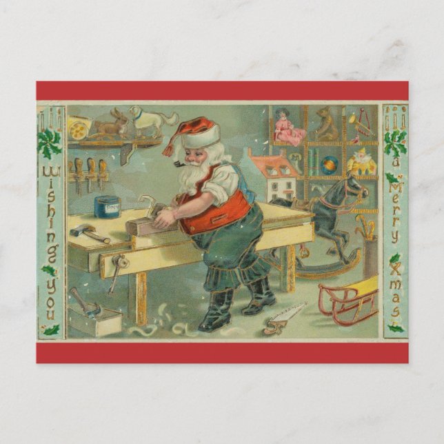 Carte Postale Atelier vintage Père Noël (Devant)