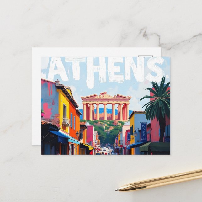 Carte Postale Athènes (Devant/Arrière en situation)