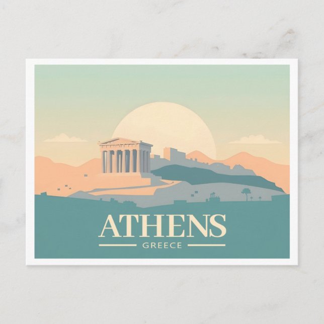 Carte Postale Athènes Grèce Acropole Pastel Travel (Devant)