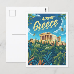 Carte Postale Athènes Grèce célèbre Vintage voyage Place