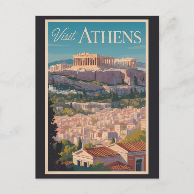Carte Postale Athènes Grèce Parthénon Voyage Art Vintage (Devant)