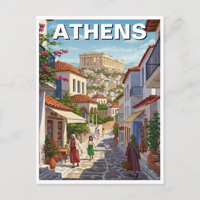 Carte Postale Athènes Grèce Plaka Travel (Devant)