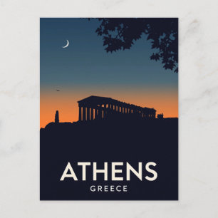 Carte Postale Athènes Grèce Silhouette du Parthénon