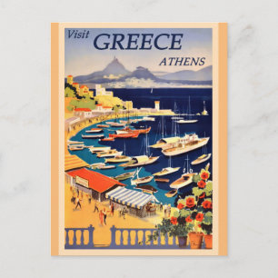Carte Postale Athènes Grèce Vintage affiche de voyage en Grèce