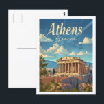 Carte Postale Athènes Grèce Vintage célèbre Travel Place<br><div class="desc">Athènes Grèce Vintage célèbre Travel Place</div>