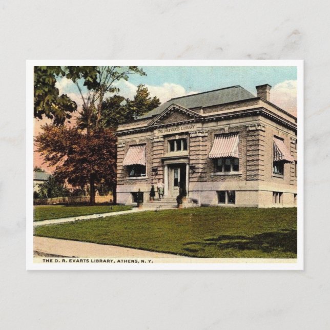 Carte Postale Athens NY, Bibliothèque, c1910 Vintage (Devant)