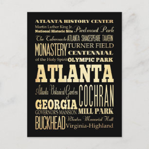 Carte Postale Atlanta City of Georgia State Typography Art