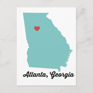 Carte Postale Atlanta, GA - coeur graphique Atlanta Géorgie desi