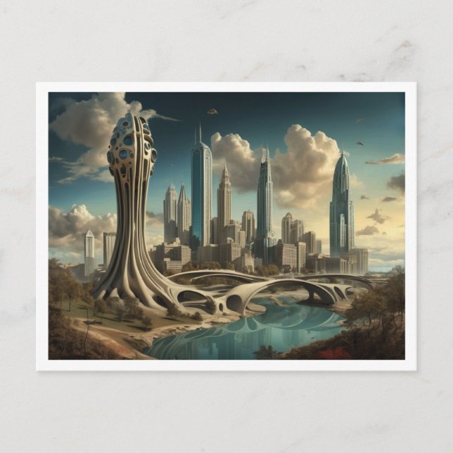 Carte Postale Atlanta GA, Surreal Cityscape Design (Devant)