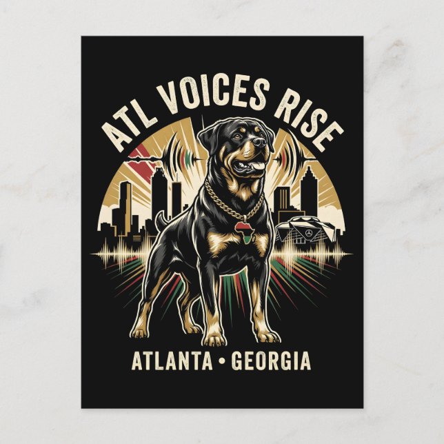 Carte Postale Atlanta Georgia Rottweiler Cultural Pride Art (Devant)