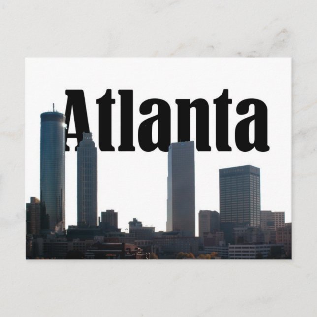 Carte Postale Atlanta Georgia Skyline avec Atlanta dans le ciel (Devant)