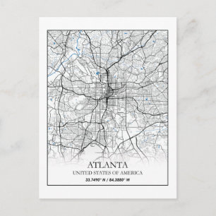 Carte Postale Atlanta Georgia USA Travel City Plan