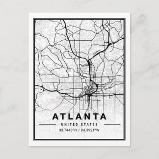 Carte Postale Atlanta Georgia USA Travel City Plan